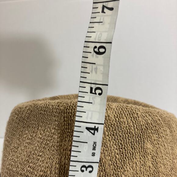 Tan woven jute fedora hat with camo hatband - Picture 4 of 12